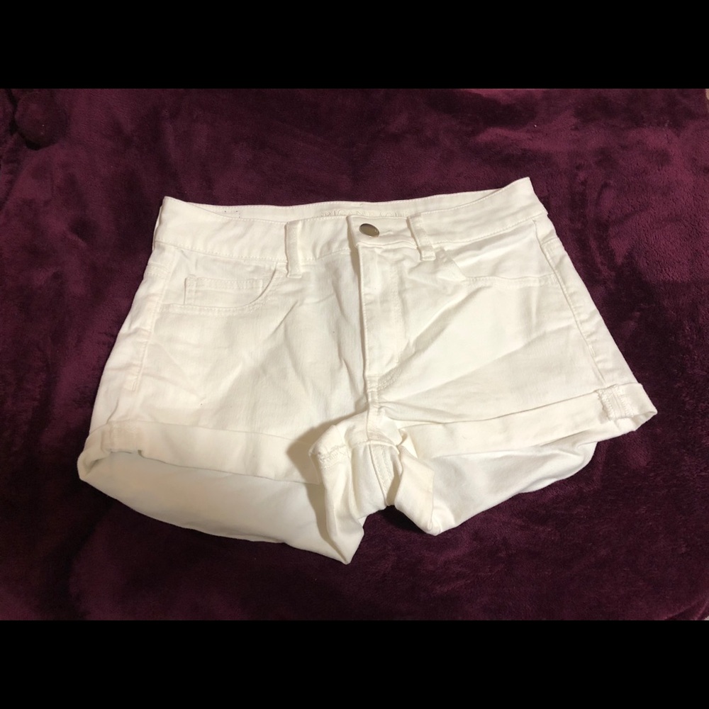 American Eagle Hi-Rise White Denim Shorts